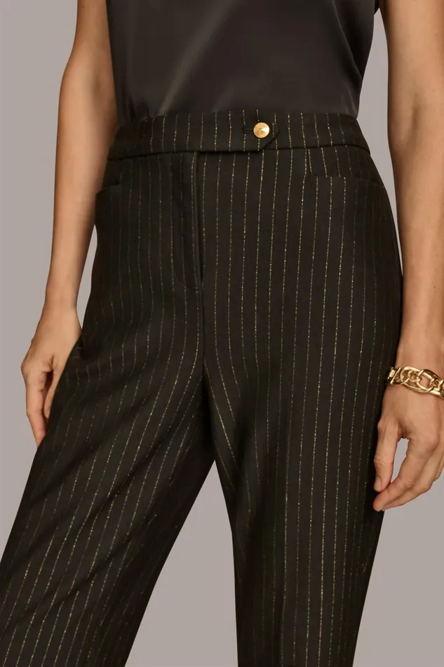 Women Pants Donna Karan STRAIGHT PINSTRIPE PANT Black