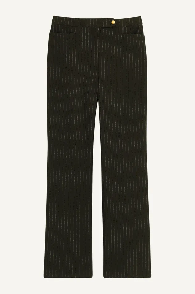 Women Pants Donna Karan STRAIGHT PINSTRIPE PANT Black