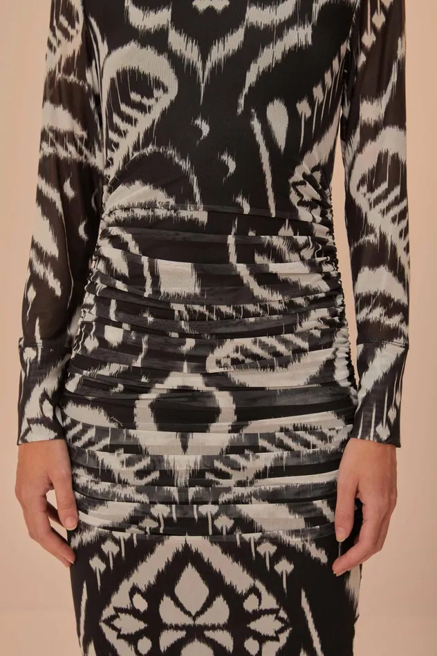 Women Pineapple Ikat Black Tulle Midi Dress Pineapple Ikat Black FARM Rio Midi Dresses