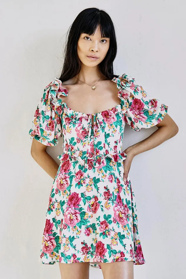Women Printed Dresses Free People Imogen Mini Dress Ivory