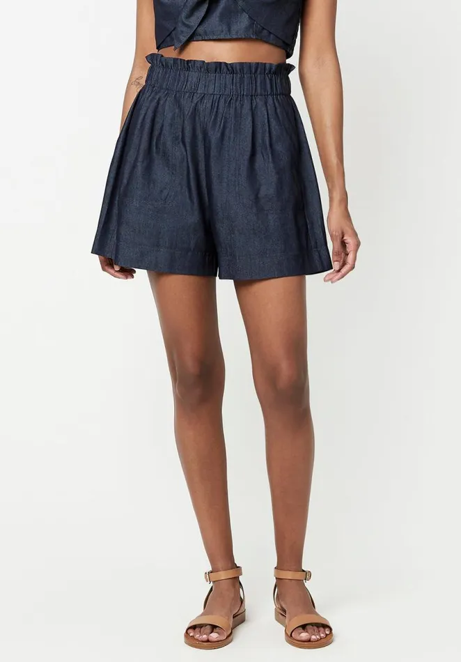 Women PullOn Hepburn Dark Denim Shorts Dark Denim Buffalo David Bitton Dresses and Jumpsuits