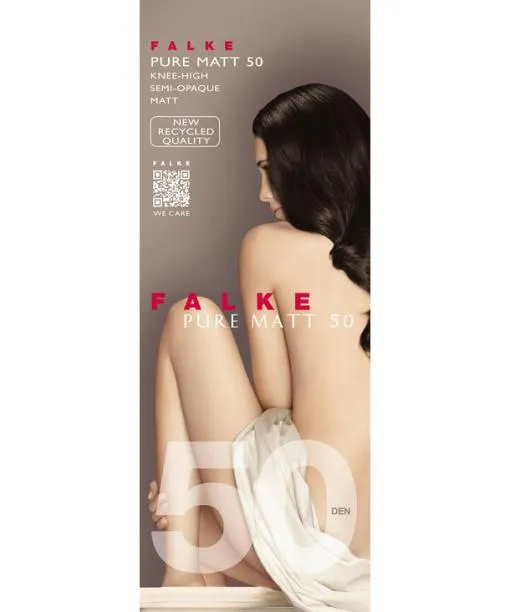 Women Pure Matt 50 DEN Women Kneehigh Socks Black FALKE Fullyfashioned Stockings