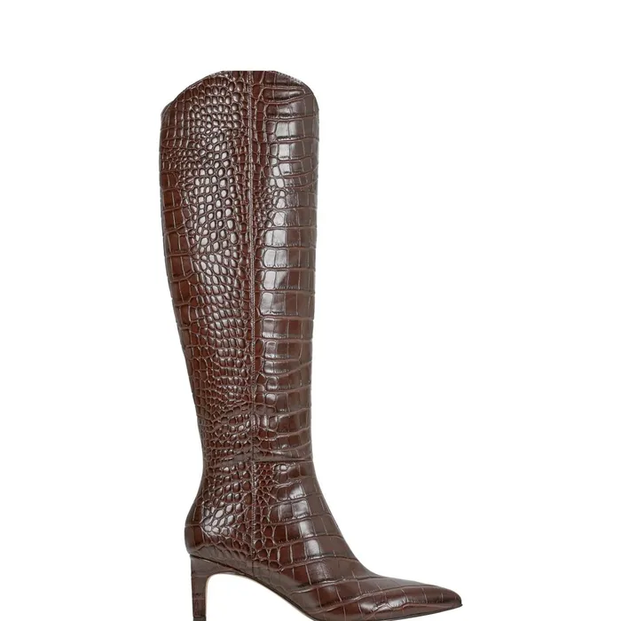 Women Quinnie Dress Boot Brown Croco Marc Fisher Dress Boots