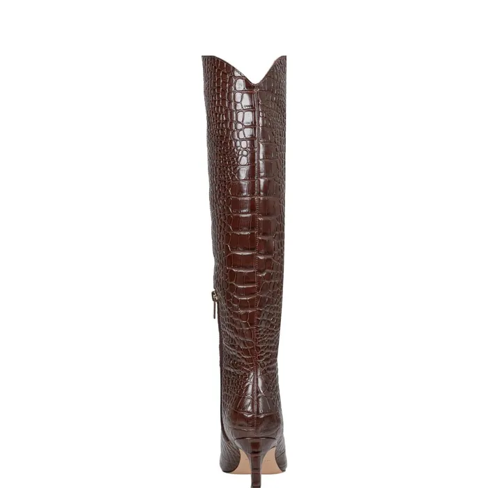 Women Quinnie Dress Boot Brown Croco Marc Fisher Dress Boots