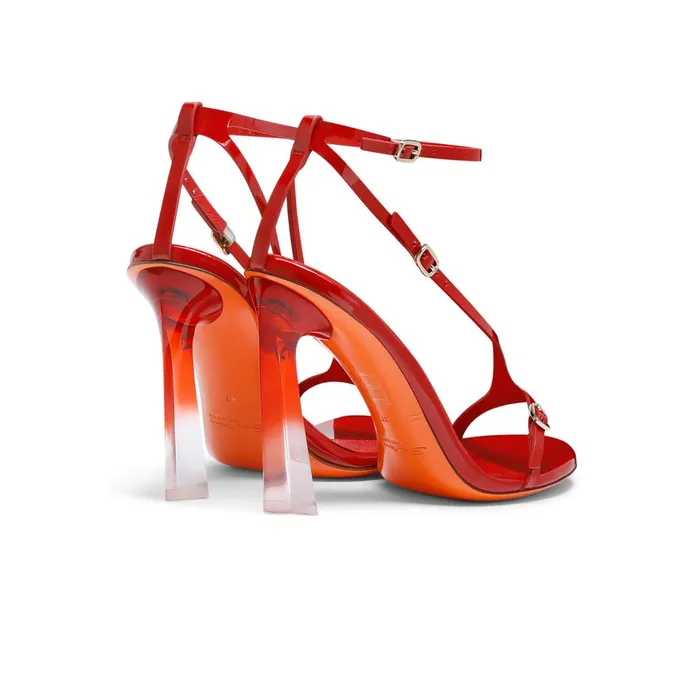 Women Red Patent Leather HighHeel Sandal Santoni Sandals