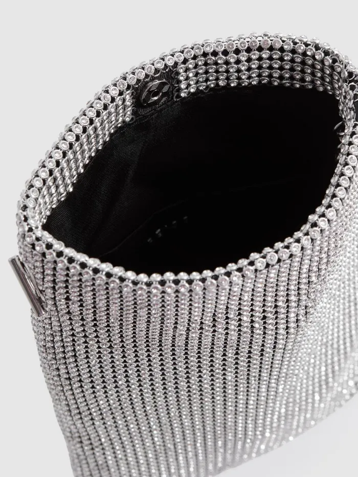 Women Reiss Bags Zuri Embellished Adjustable Strap Phone Pouch Silver