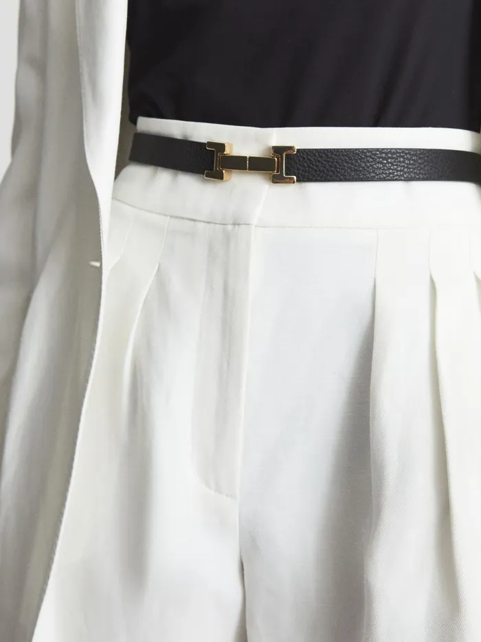 Women Reiss Belts Hayley Leather Square Hinge Belt Black