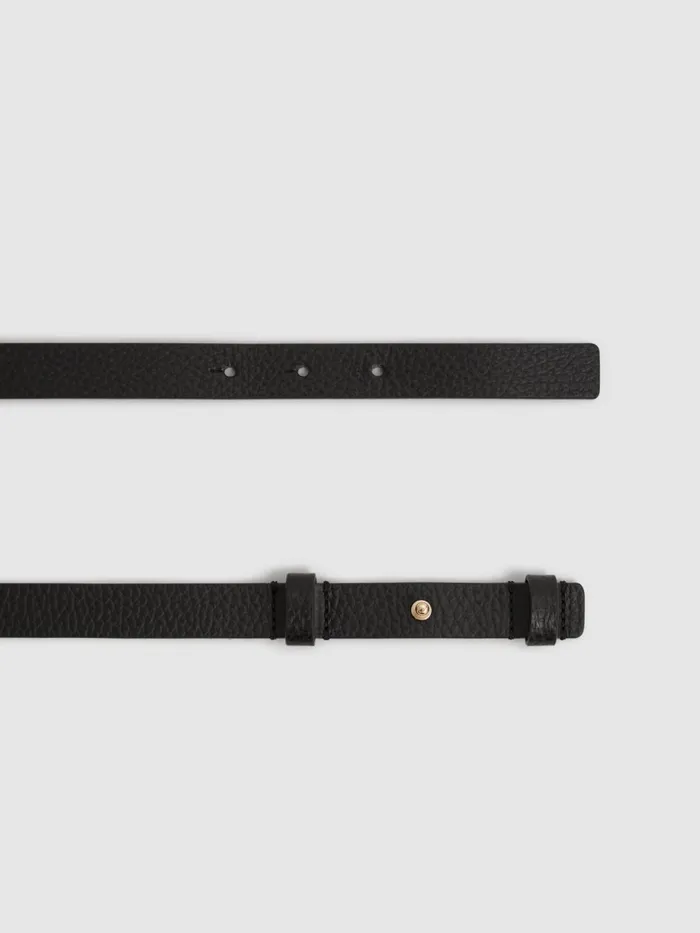Women Reiss Belts Hayley Leather Square Hinge Belt Black