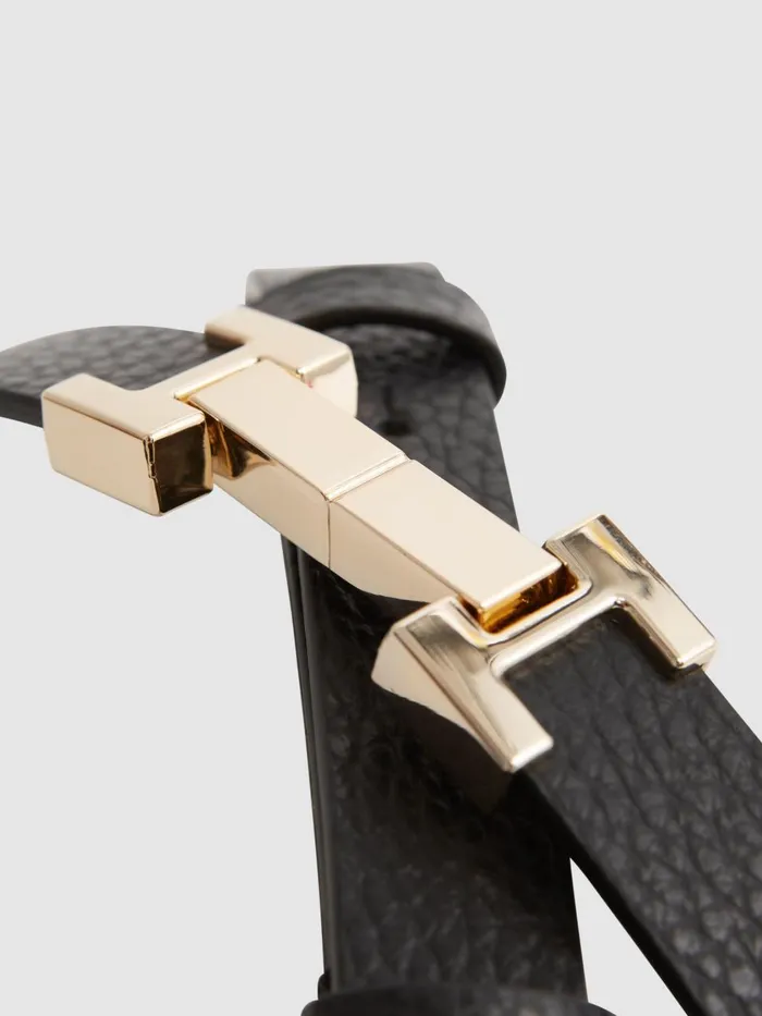 Women Reiss Belts Hayley Leather Square Hinge Belt Black