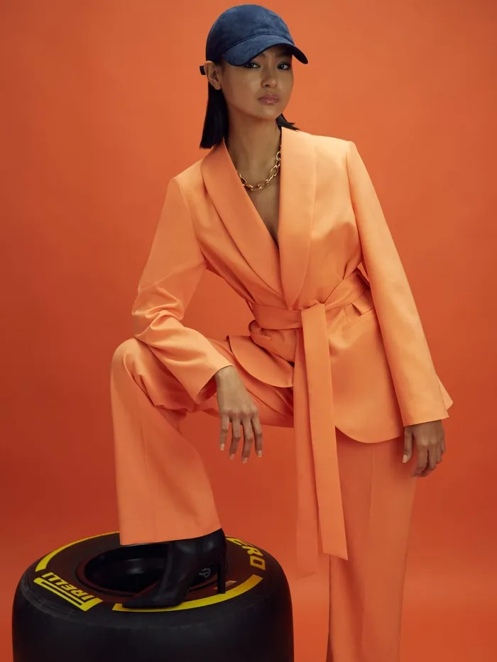 Women Reiss Blazers F1 Belted Single Breasted Blazer Papaya
