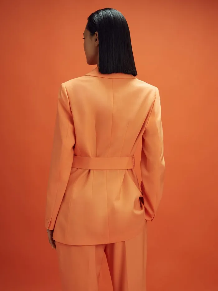 Women Reiss Blazers F1 Belted Single Breasted Blazer Papaya