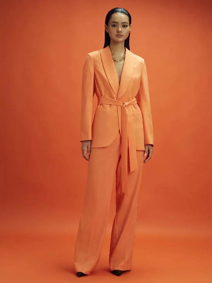 Women Reiss Blazers F1 Belted Single Breasted Blazer Papaya