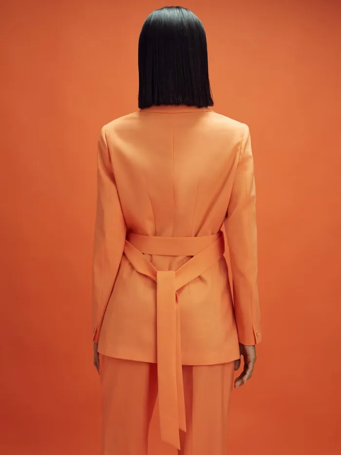 Women Reiss Blazers F1 Belted Single Breasted Blazer Papaya