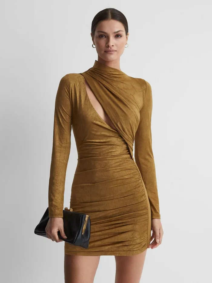 Women Reiss Brands Other Ruched Mini Dress Gold