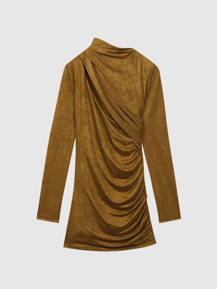 Women Reiss Brands Other Ruched Mini Dress Gold