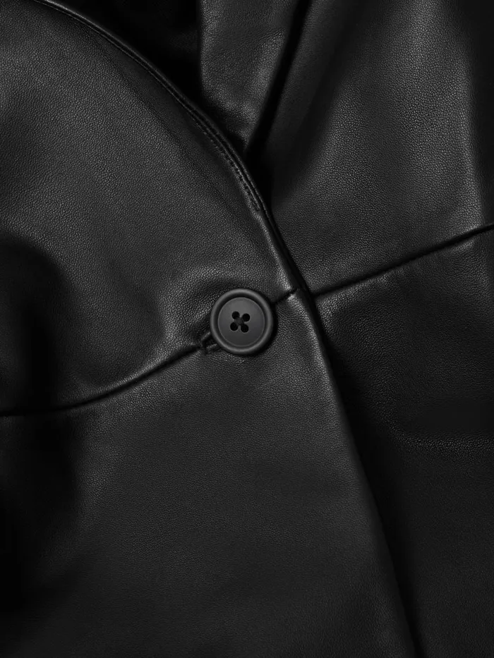 Women Reiss Coats Bailey Leather Single Breasted Blazer Black