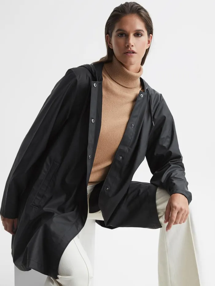 Women Reiss Coats Rains Hooded Aline Jacket Black