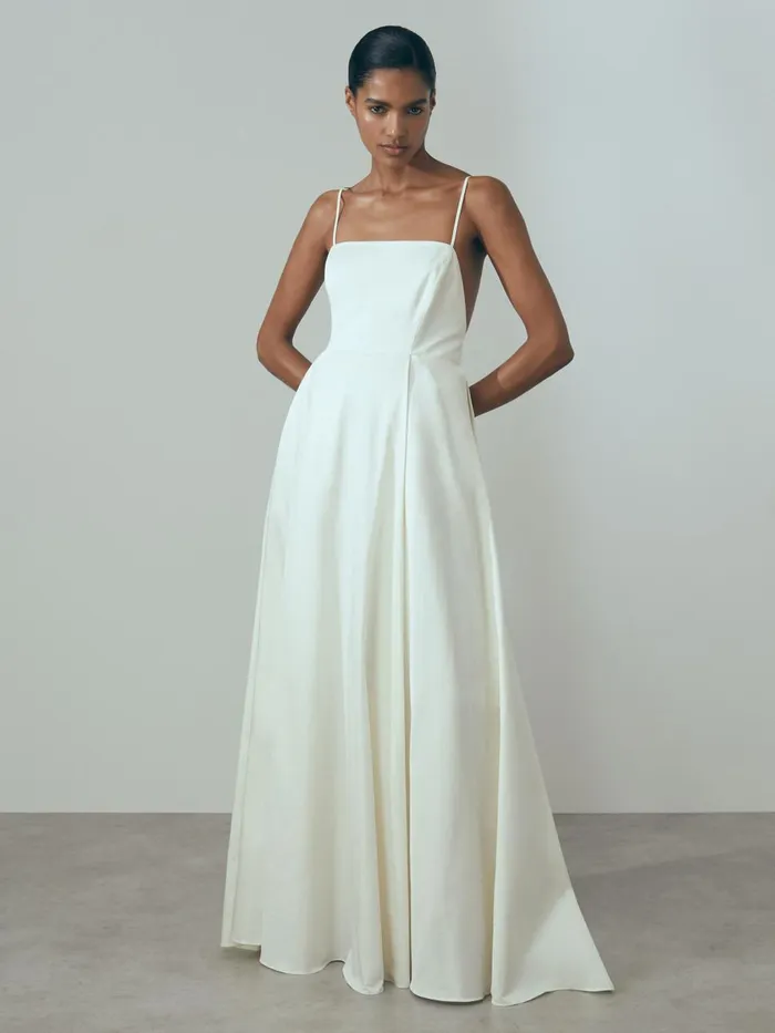 Women Reiss Dresses Daphne Open Back Bridal Maxi Dress Ivory