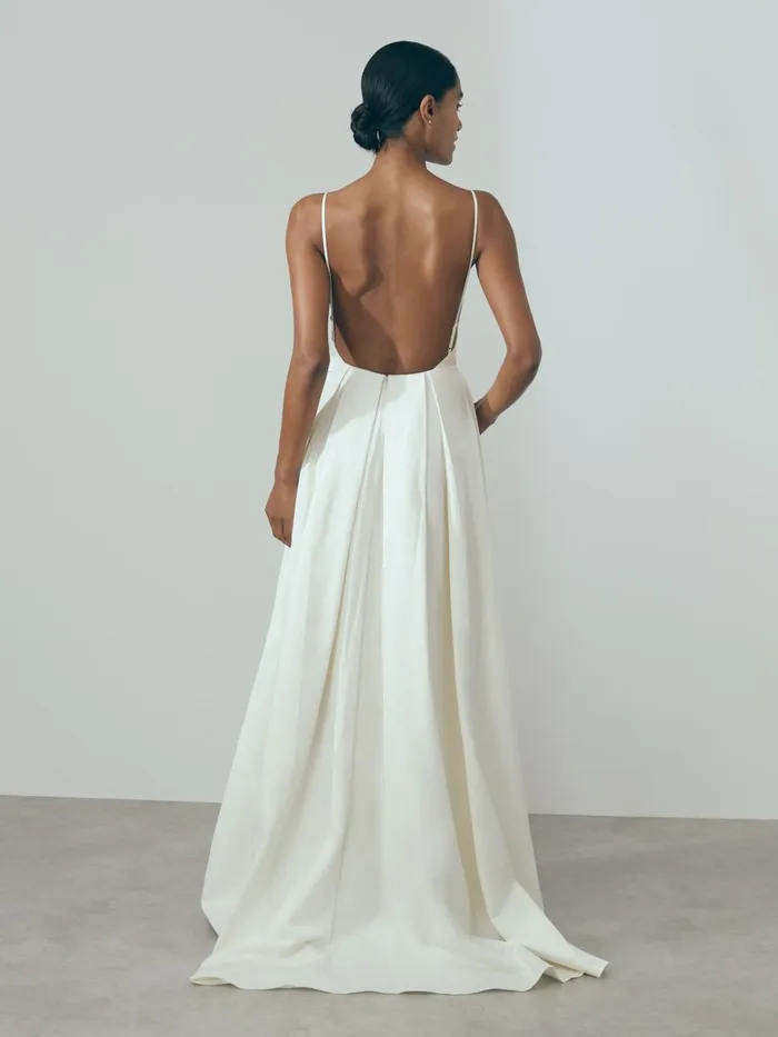 Women Reiss Dresses Daphne Open Back Bridal Maxi Dress Ivory