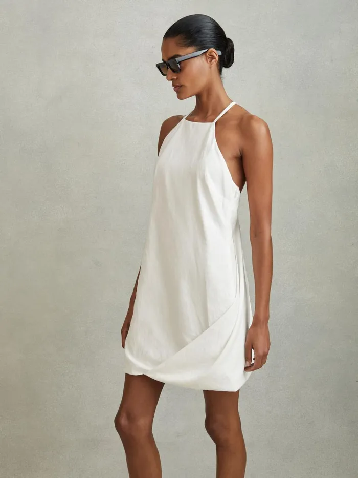 Women Reiss Dresses India Lyocell Blend Wrap Detail Mini Dress White