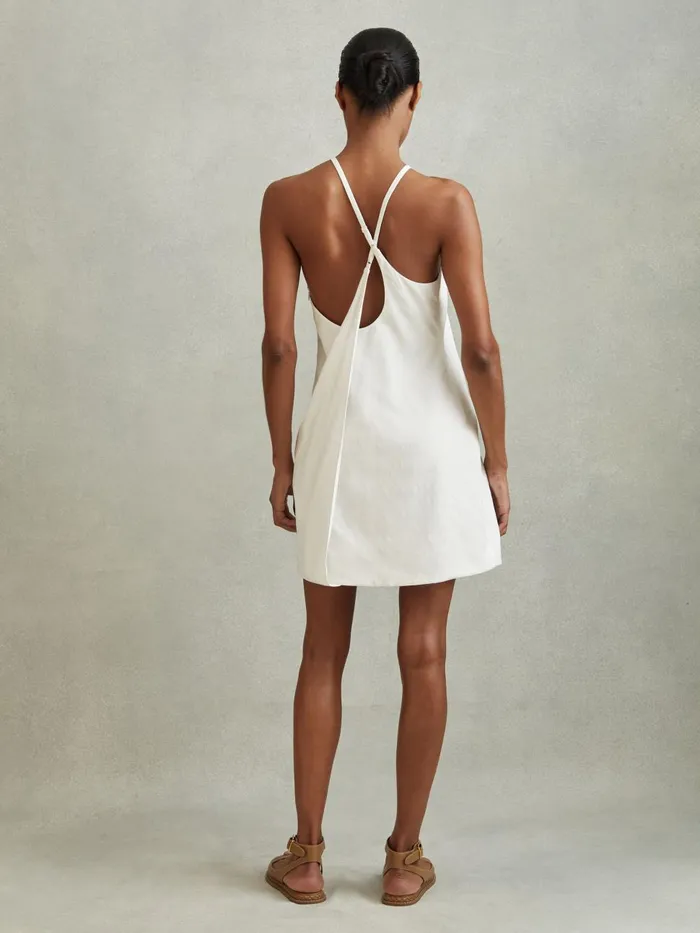 Women Reiss Dresses India Lyocell Blend Wrap Detail Mini Dress White