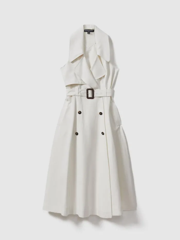 Women Reiss Dresses Italian Textured Wrap Dress With Silk Off White