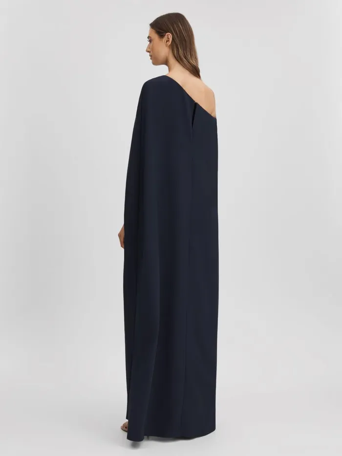 Women Reiss Dresses OffTheShoulder Cape Maxi Dress Navy