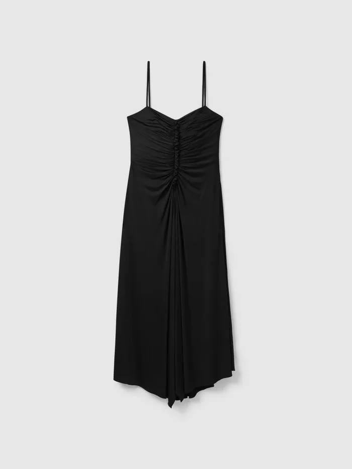 Women Reiss Dresses Ruched Jersey Midi Dress Black