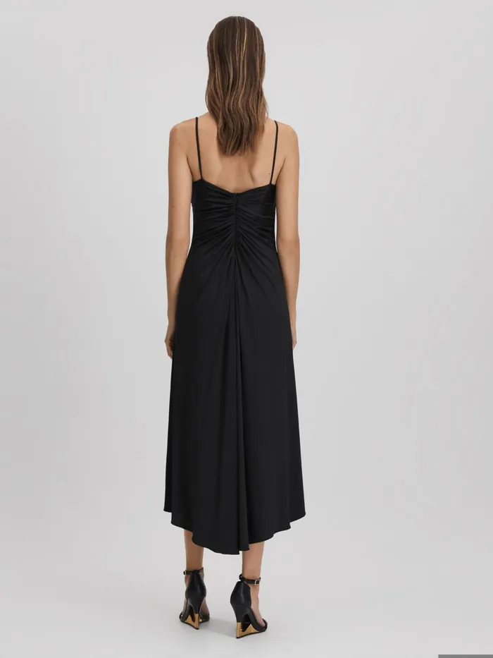 Women Reiss Dresses Ruched Jersey Midi Dress Black