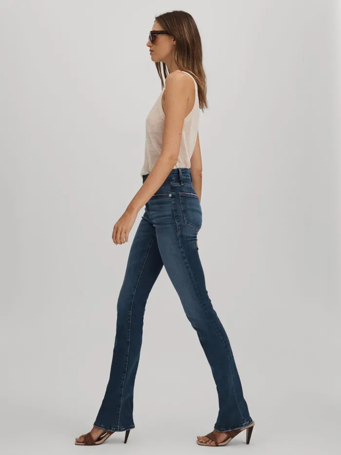 Women Reiss Jeans American Good American Distressed Bootcut Jeans Indigo