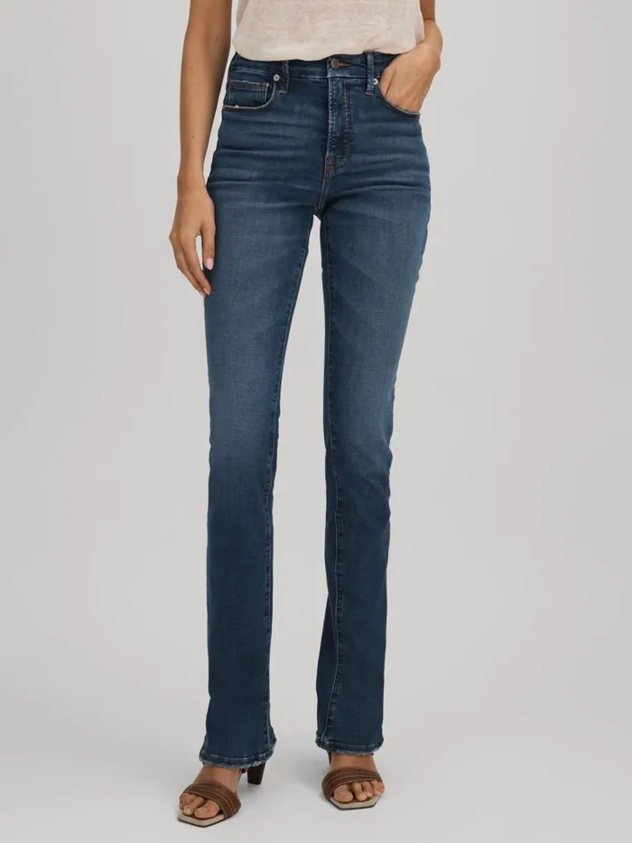 Women Reiss Jeans American Good American Distressed Bootcut Jeans Indigo