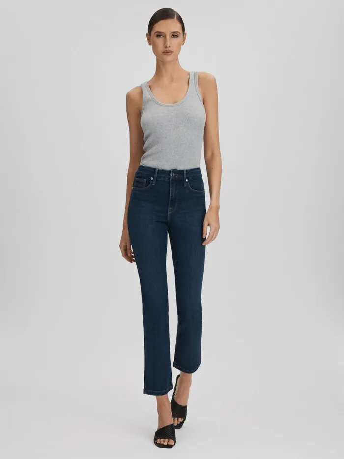 Women Reiss Jeans American Good American Slim Fit Cropped Jeans Blue