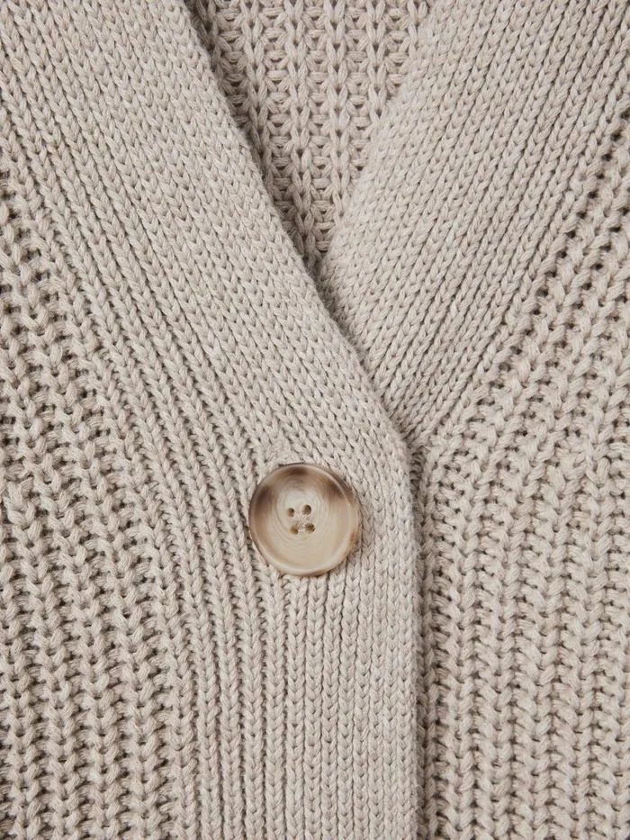 Women Reiss Knitwear Ariana Cotton Blend Knitted Cardigan Neutral