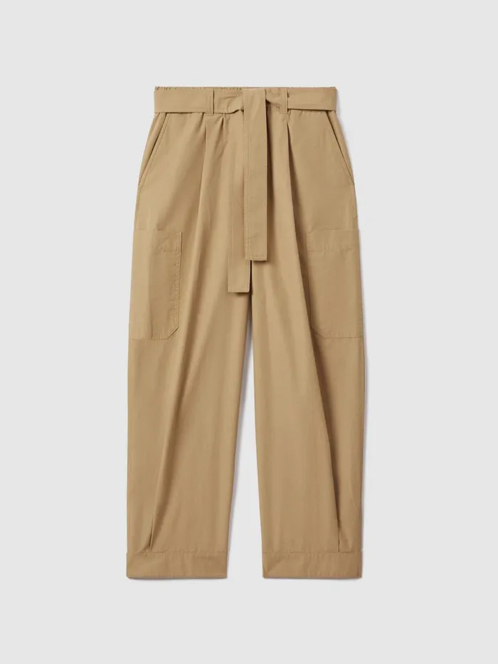 Women Reiss Pants Delia Cotton Tapered Parachute Trousers Sand