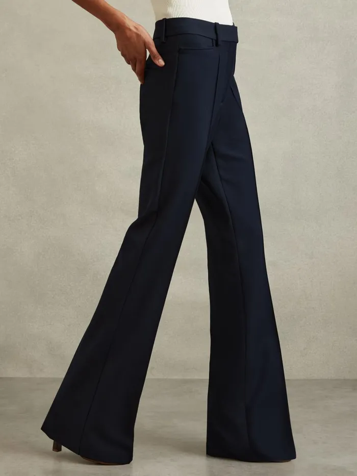 Women Reiss Pants Gabi Flared Suit Trousers Navy