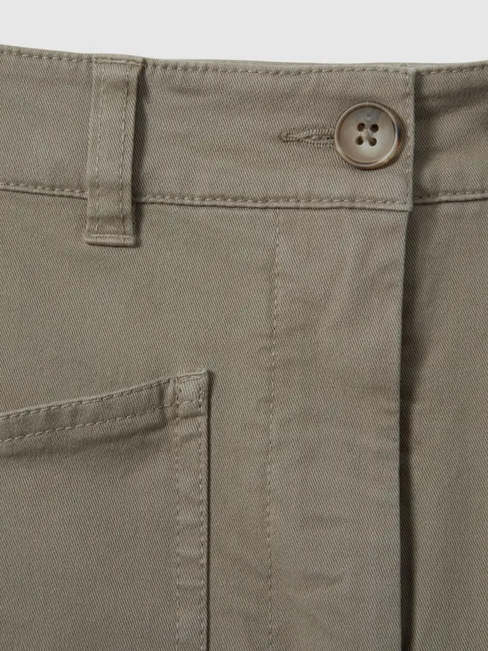 Women Reiss Pants Nova Cotton Blend Barrel Leg Trousers Olive