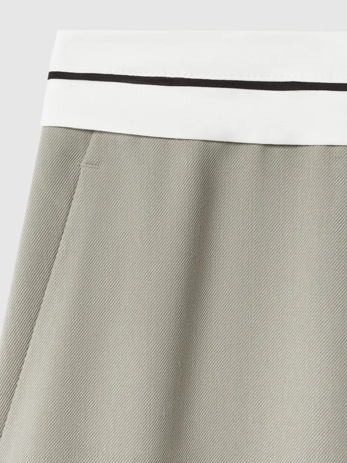 Women Reiss Pants Whitley Contrast Waistband Wide Leg Suit Trousers Green