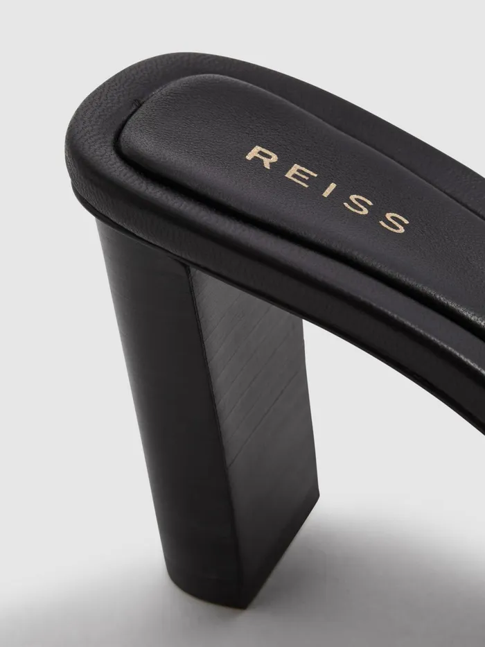 Women Reiss Sandals Heather Raffia Block Heel Mules Black
