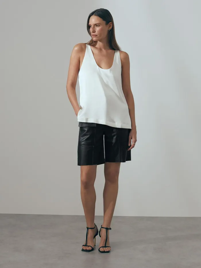 Women Reiss Shorts Leather Cargo Shorts Black