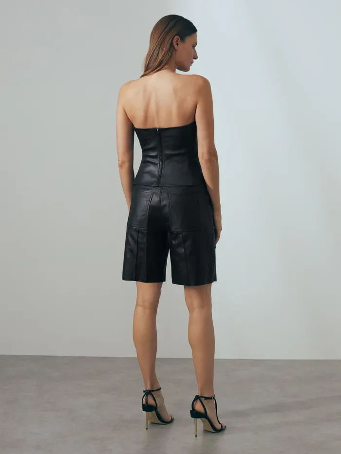 Women Reiss Shorts Leather Cargo Shorts Black