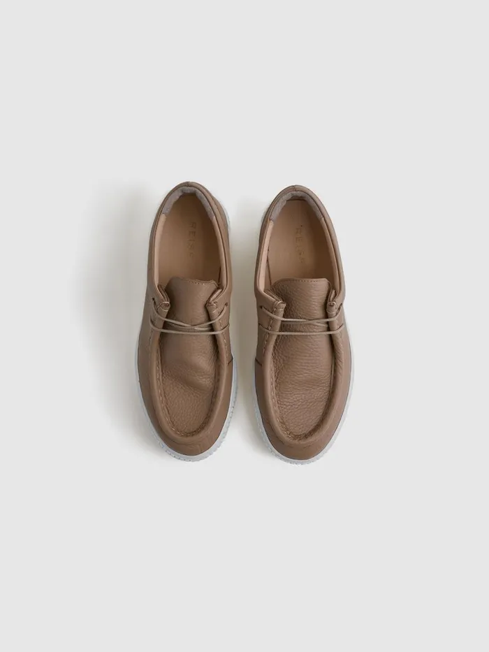 Women Reiss Sneakers Avery Leather Moccasin Trainers Taupe