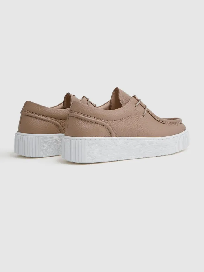 Women Reiss Sneakers Avery Leather Moccasin Trainers Taupe