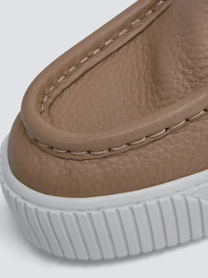 Women Reiss Sneakers Avery Leather Moccasin Trainers Taupe