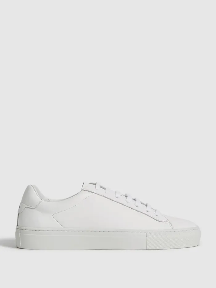 Women Reiss Sneakers Finley Lace Up Leather Trainers White