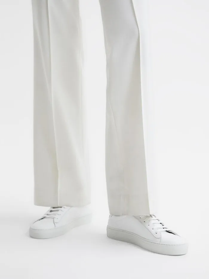 Women Reiss Sneakers Finley Lace Up Leather Trainers White