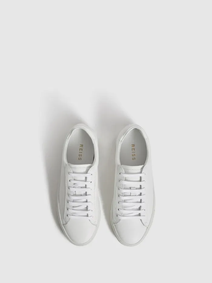 Women Reiss Sneakers Finley Lace Up Leather Trainers White