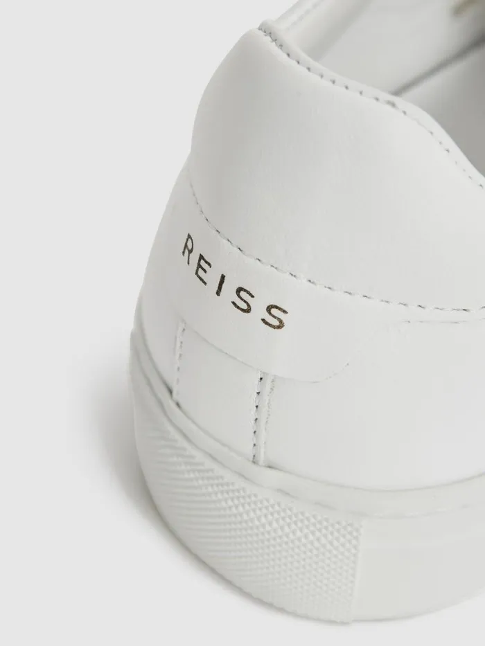 Women Reiss Sneakers Finley Lace Up Leather Trainers White