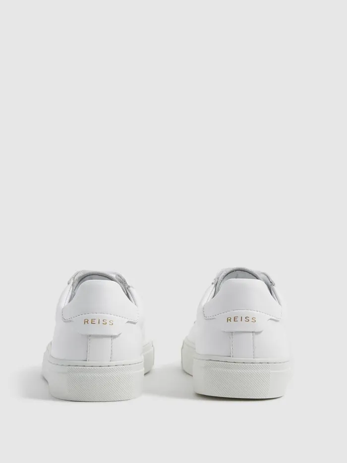 Women Reiss Sneakers Finley Lace Up Leather Trainers White