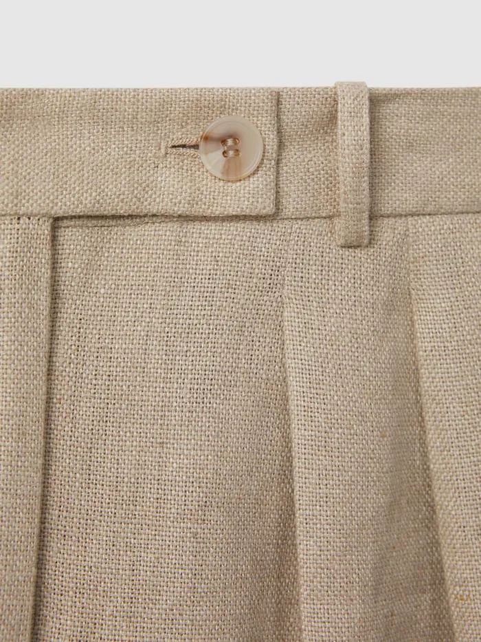 Women Reiss Suits and Tailoring Cassie Linen Wide Leg Suit Trousers Natural