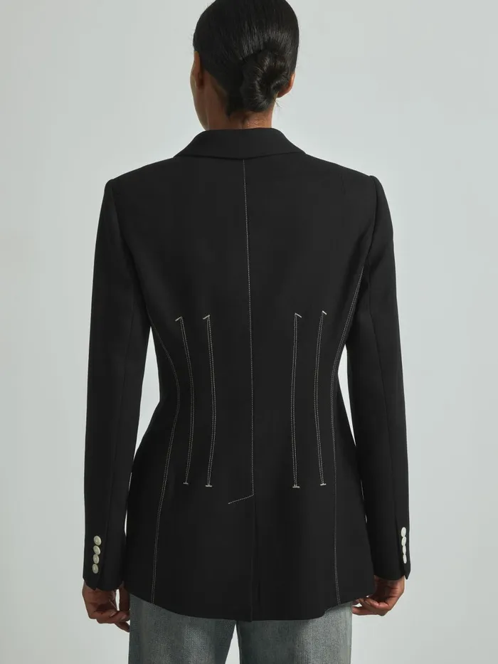 Women Reiss Suits and Tailoring Double Breasted Corset Stitch Blazer Black